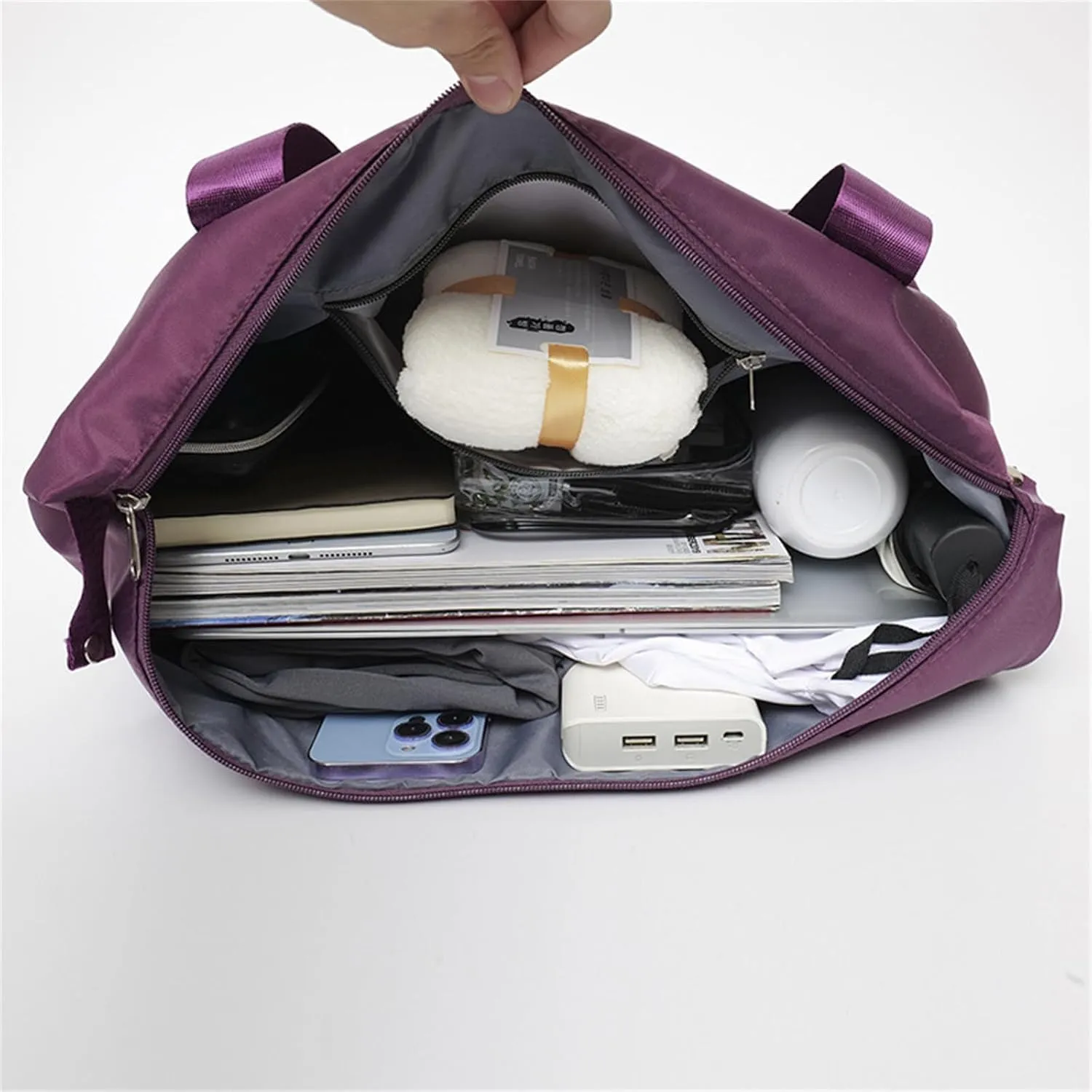 Beente/Pepepo/Kulken Travel Bag with Wheels, Large Capacity Travel Bag with Wheels - Universal Wheel Removable (Non-wheeled, Dark Purple)