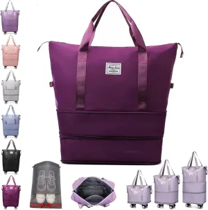 Beente/Pepepo/Kulken Travel Bag with Wheels, Large Capacity Travel Bag with Wheels - Universal Wheel Removable (Non-wheeled, Dark Purple)