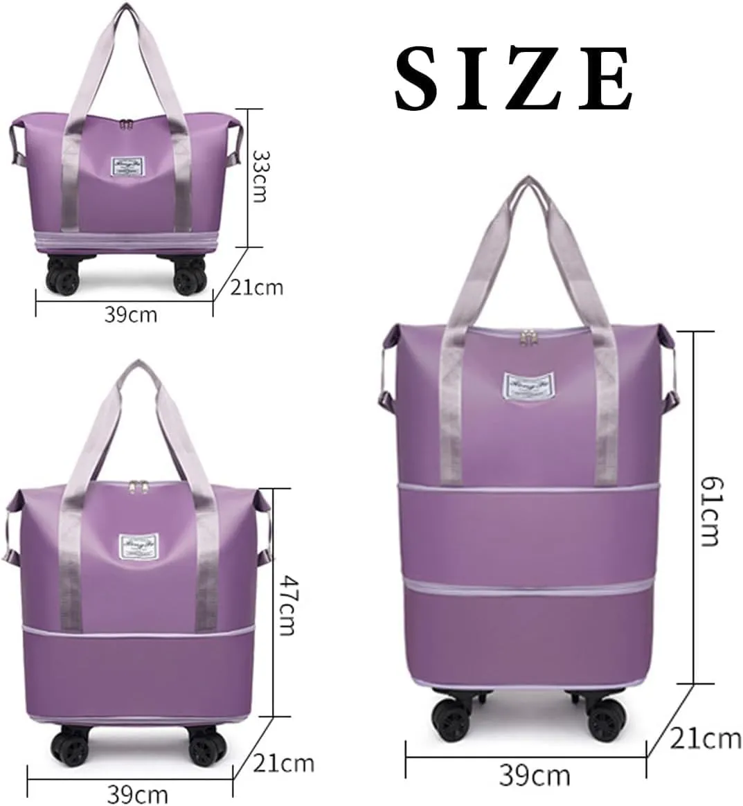 Beente/Pepepo/Kulken Travel Bag with Wheels, Large Capacity Travel Bag with Wheels - Universal Wheel Removable (Wheel-equipped, Pink)