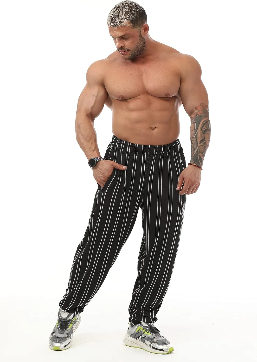 BIG SAM SPORTSWEAR COMPANY Men's Chain Pattern Baggy Workout Sweatpants