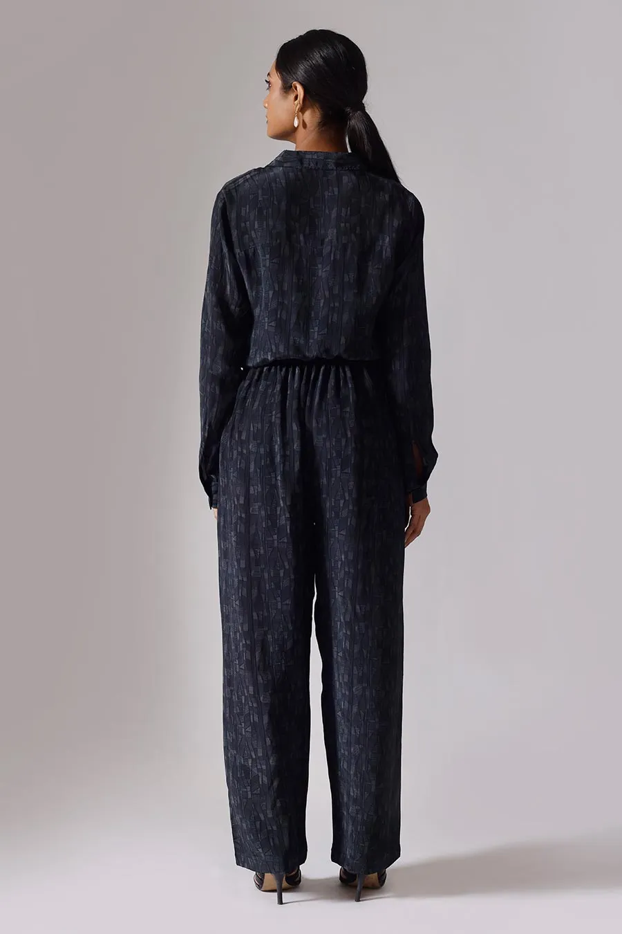 Black Printed Abstract Lines Co-Ord Set