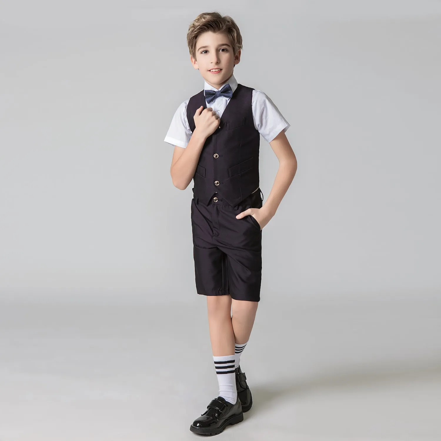 Black Red Outfit Formal Summer 4 Piece Kids Boys Suit