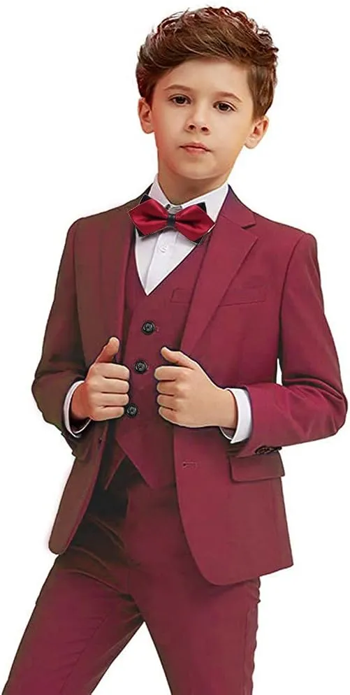 Boy Suits 5 Piece Slim Fit Suit for Kids Toddler Formal Set Wedding Ring Bearer Outfit