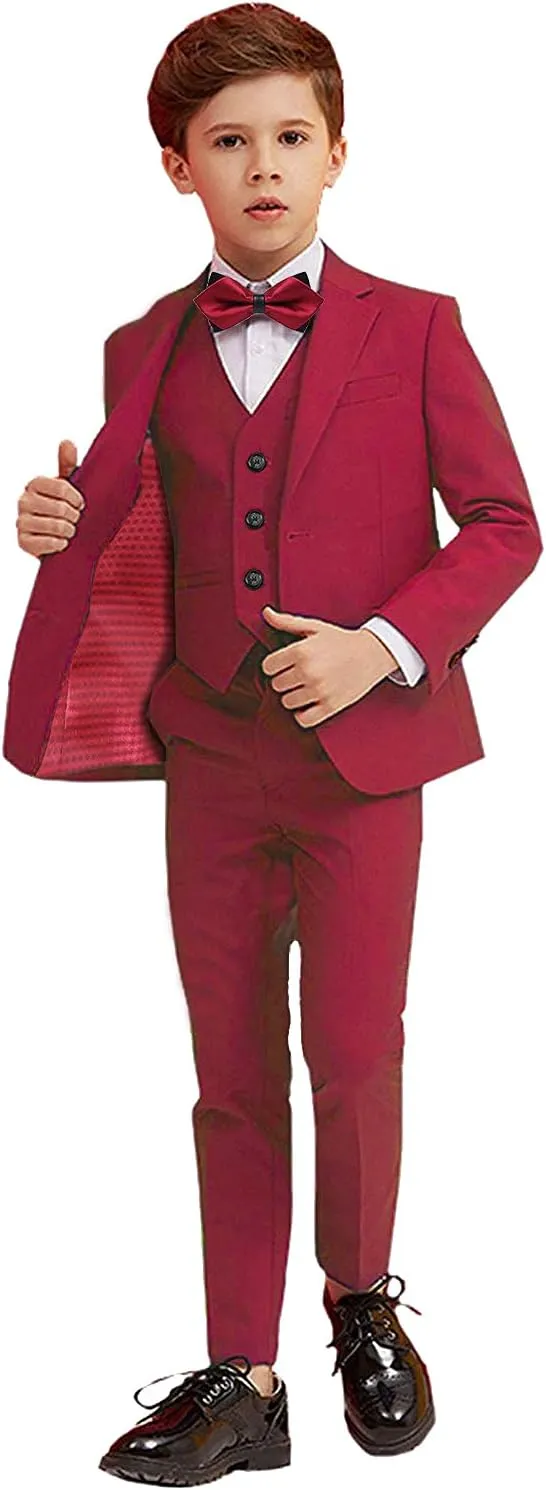 Boy Suits 5 Piece Slim Fit Suit for Kids Toddler Formal Set Wedding Ring Bearer Outfit