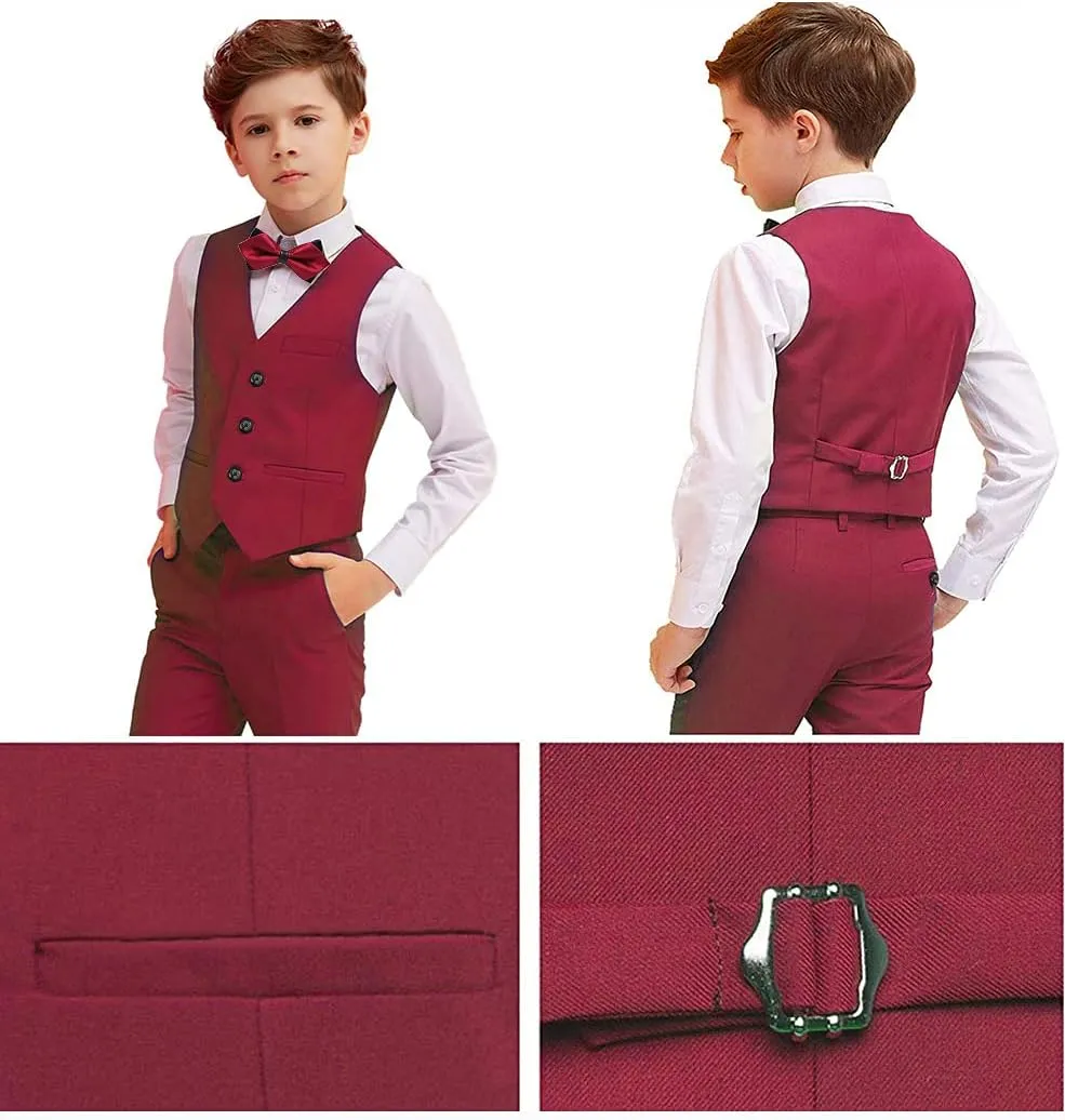Boy Suits 5 Piece Slim Fit Suit for Kids Toddler Formal Set Wedding Ring Bearer Outfit