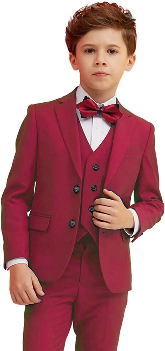 Boy Suits 5 Piece Slim Fit Suit for Kids Toddler Formal Set Wedding Ring Bearer Outfit