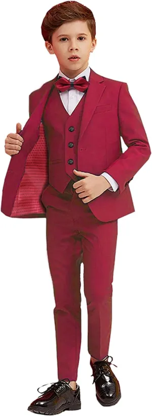 Boy Suits 5 Piece Slim Fit Suit for Kids Toddler Formal Set Wedding Ring Bearer Outfit