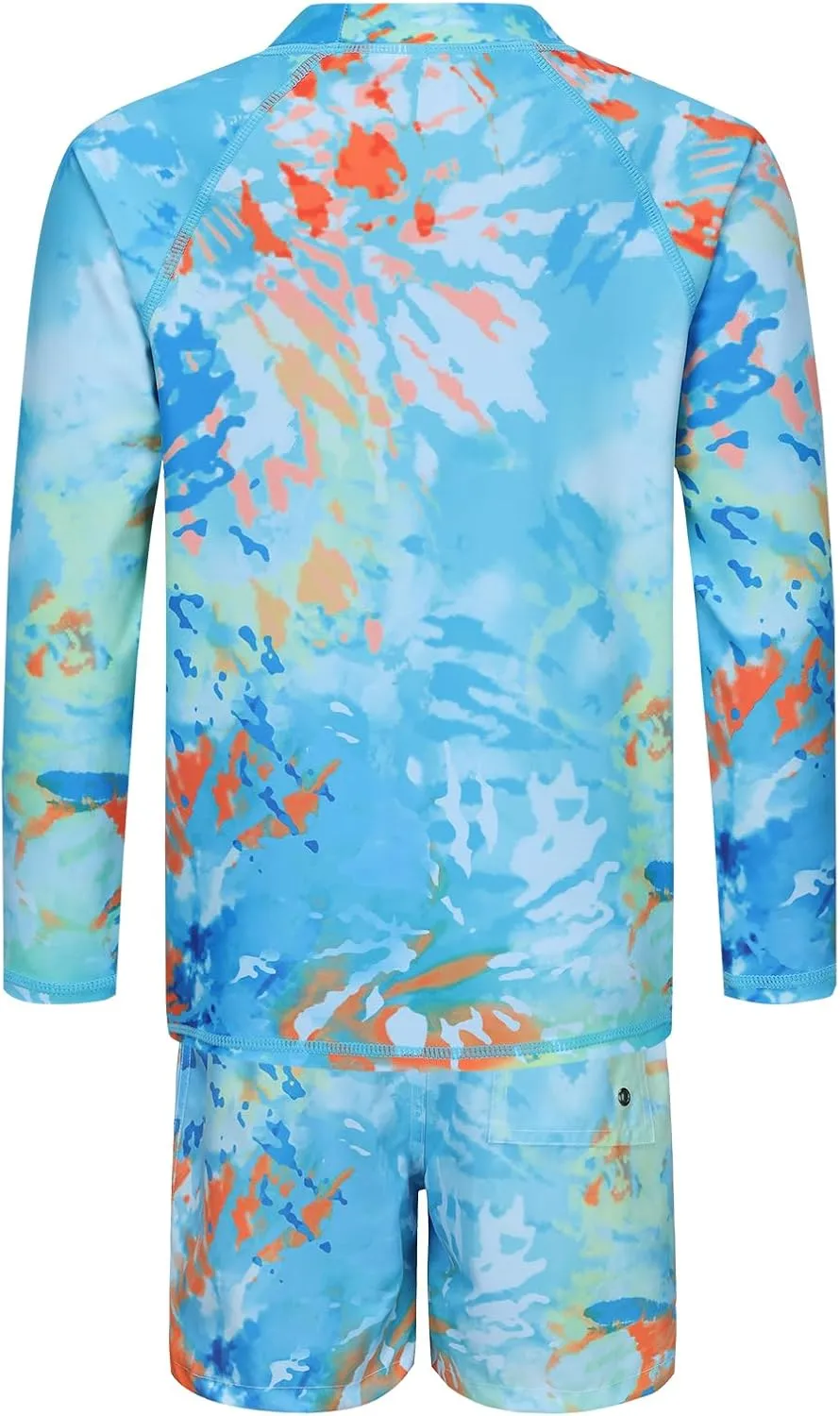 Boys Long Sleeve Rash Guard Swim Trunk Swimsuits Set Kids Two Piece Bathing Suit Swimwear Set