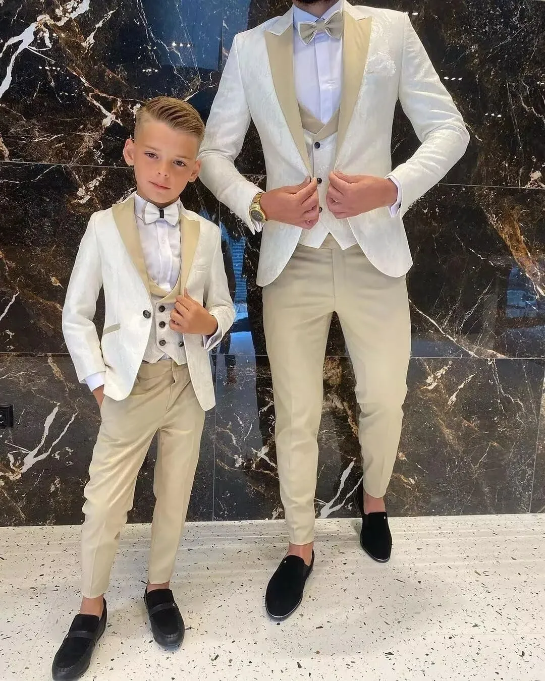 Boys Suit Floral Jacquard Suits for Boys Formal Outfit 5 Pcs Wedding Kids Suit Blazer Vest Pants Tie Shirt Set