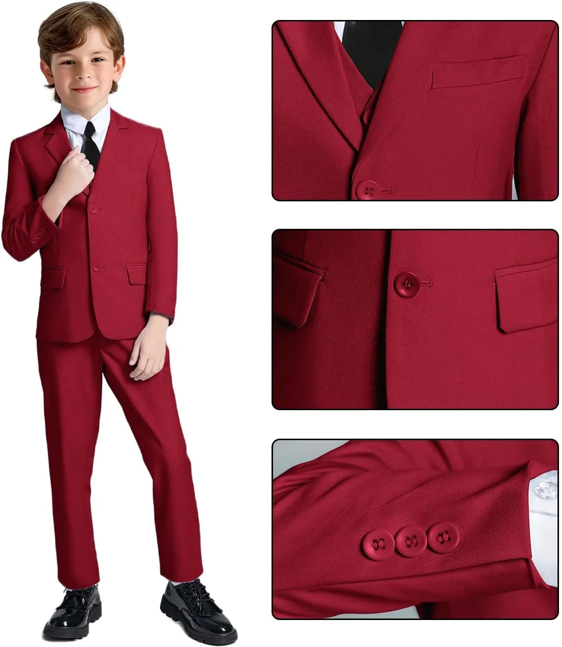Boys Suit for Kids Teens Formal 5 Piece Tuxedo Suit Set