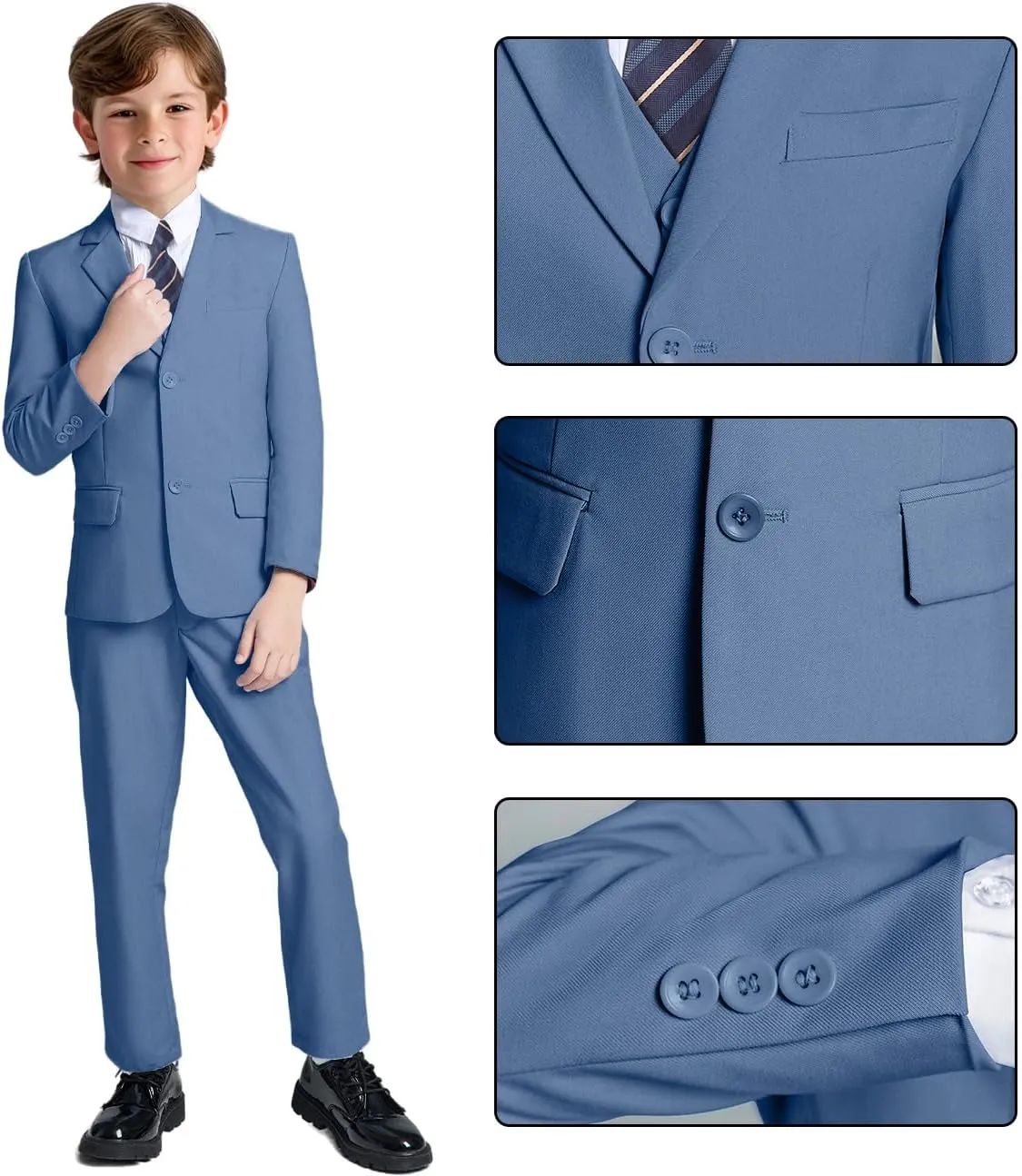 Boys Suit for Kids Teens Formal 5 Piece Tuxedo Suit Set
