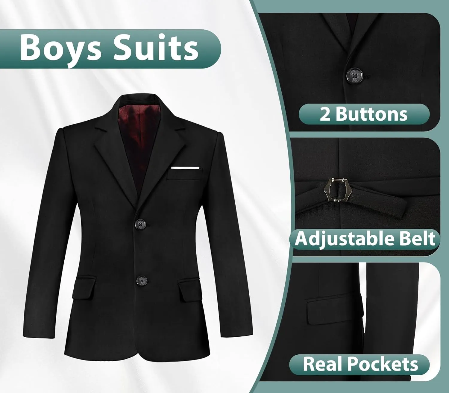Boys Suits 3 Piece Slim Fit Suit Set Dresswear Ring Bearer Outfit for Boy