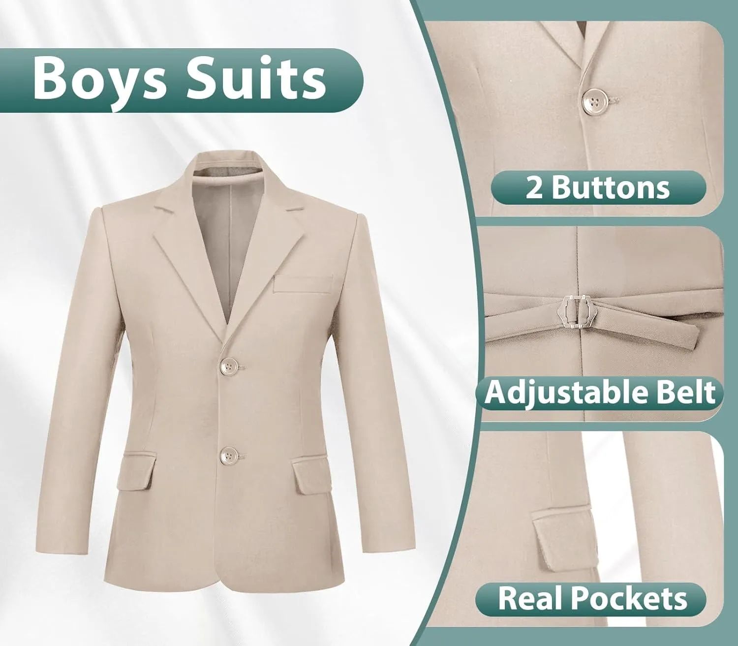Boys Suits 3 Piece Slim Fit Suit Set Dresswear Ring Bearer Outfit for Boy