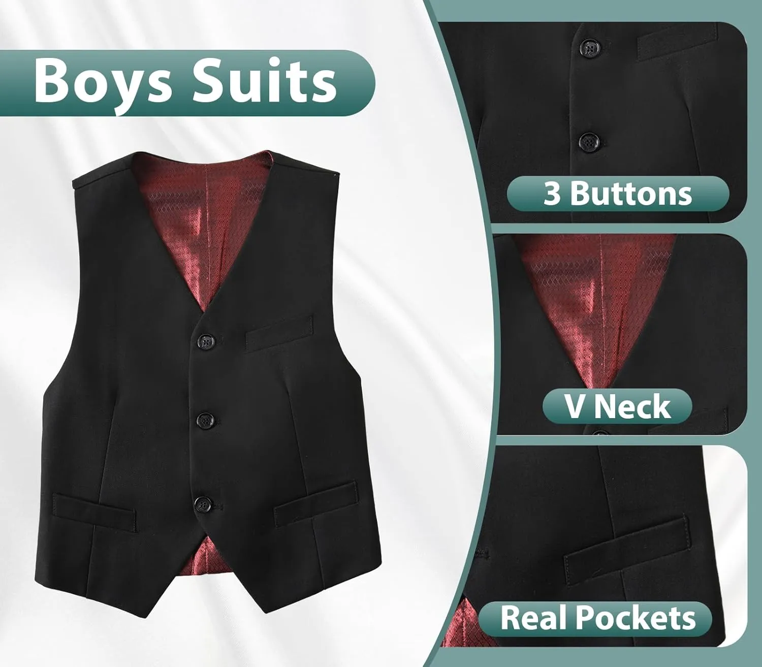 Boys Suits 3 Piece Slim Fit Suit Set Dresswear Ring Bearer Outfit for Boy