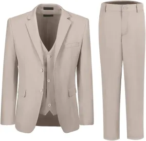 Boys Suits 3 Piece Slim Fit Suit Set Dresswear Ring Bearer Outfit for Boy