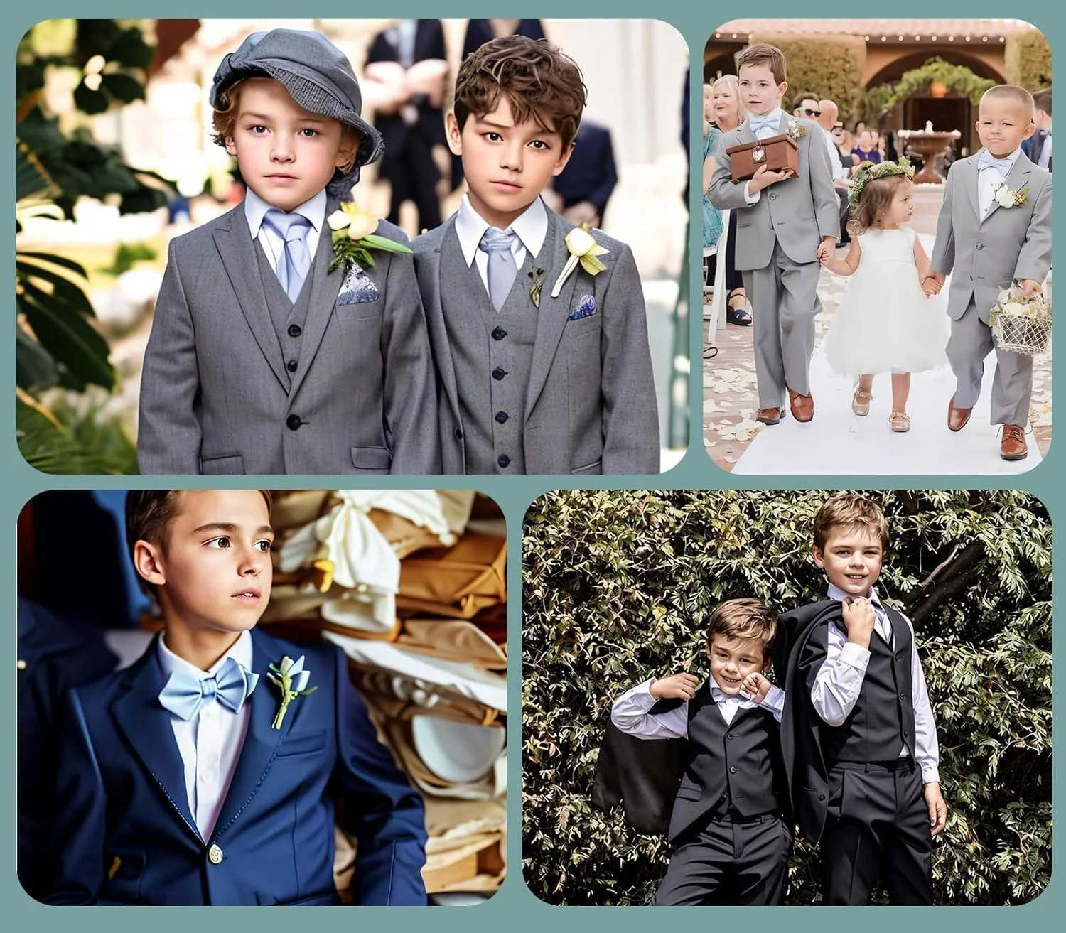 Boys Suits 3 Piece Slim Fit Suit Set Dresswear Ring Bearer Outfit for Boy