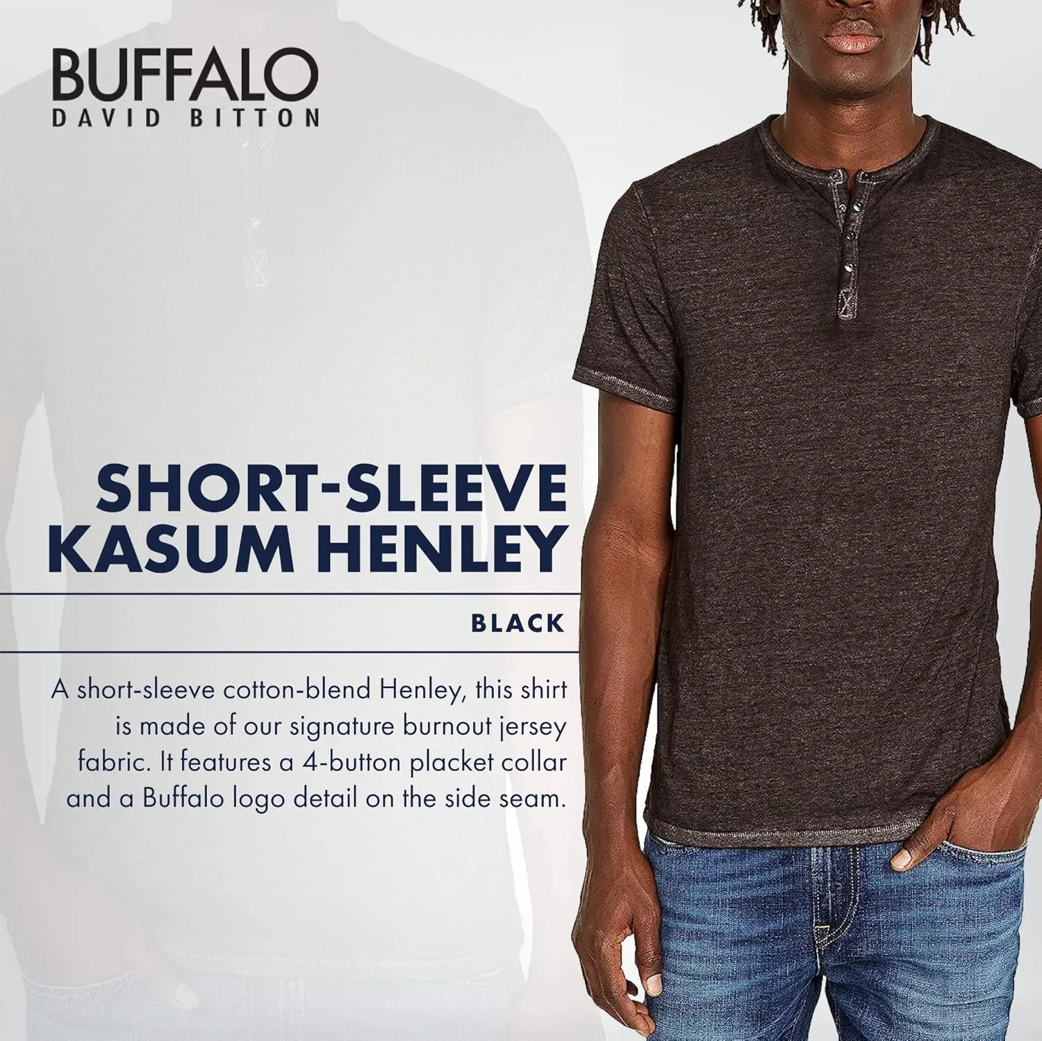Buffalo David Bitton Men's Short Sleeve Kasum Henley