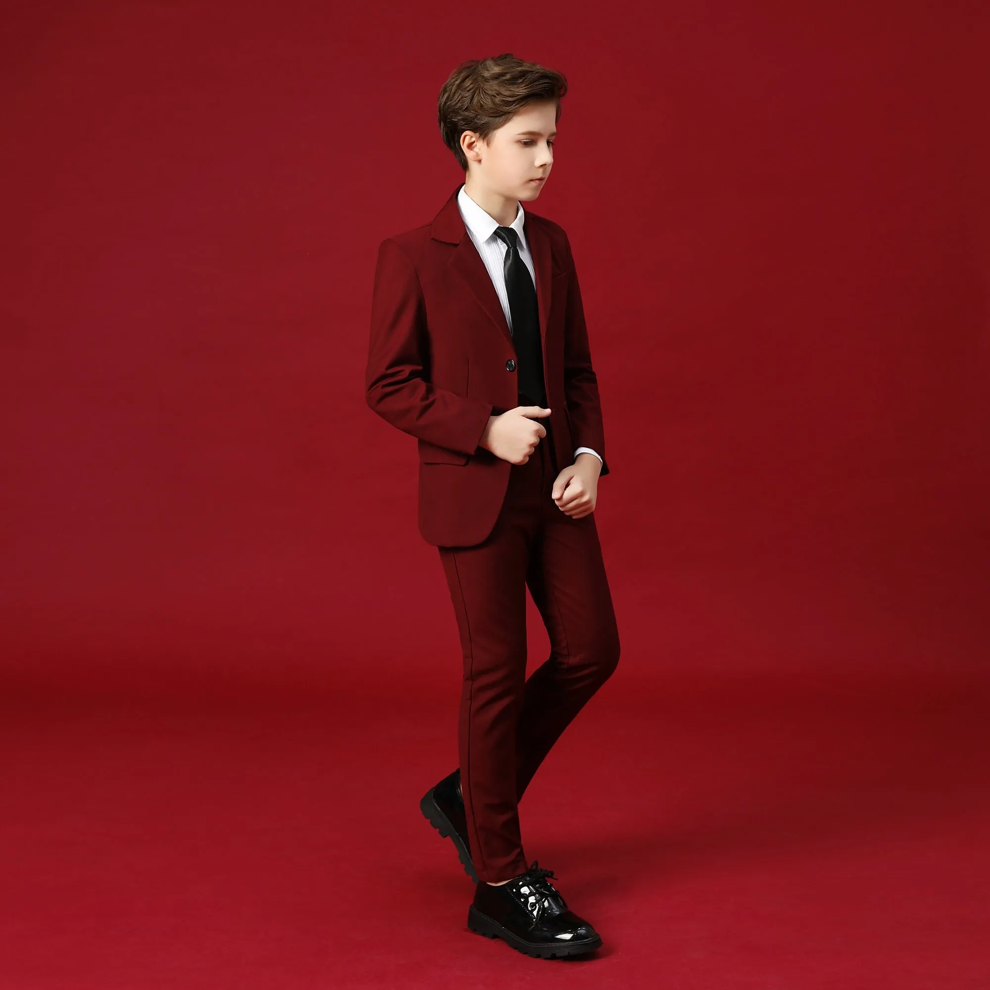 Burgundy Formal School 5 Piece Boys Suits