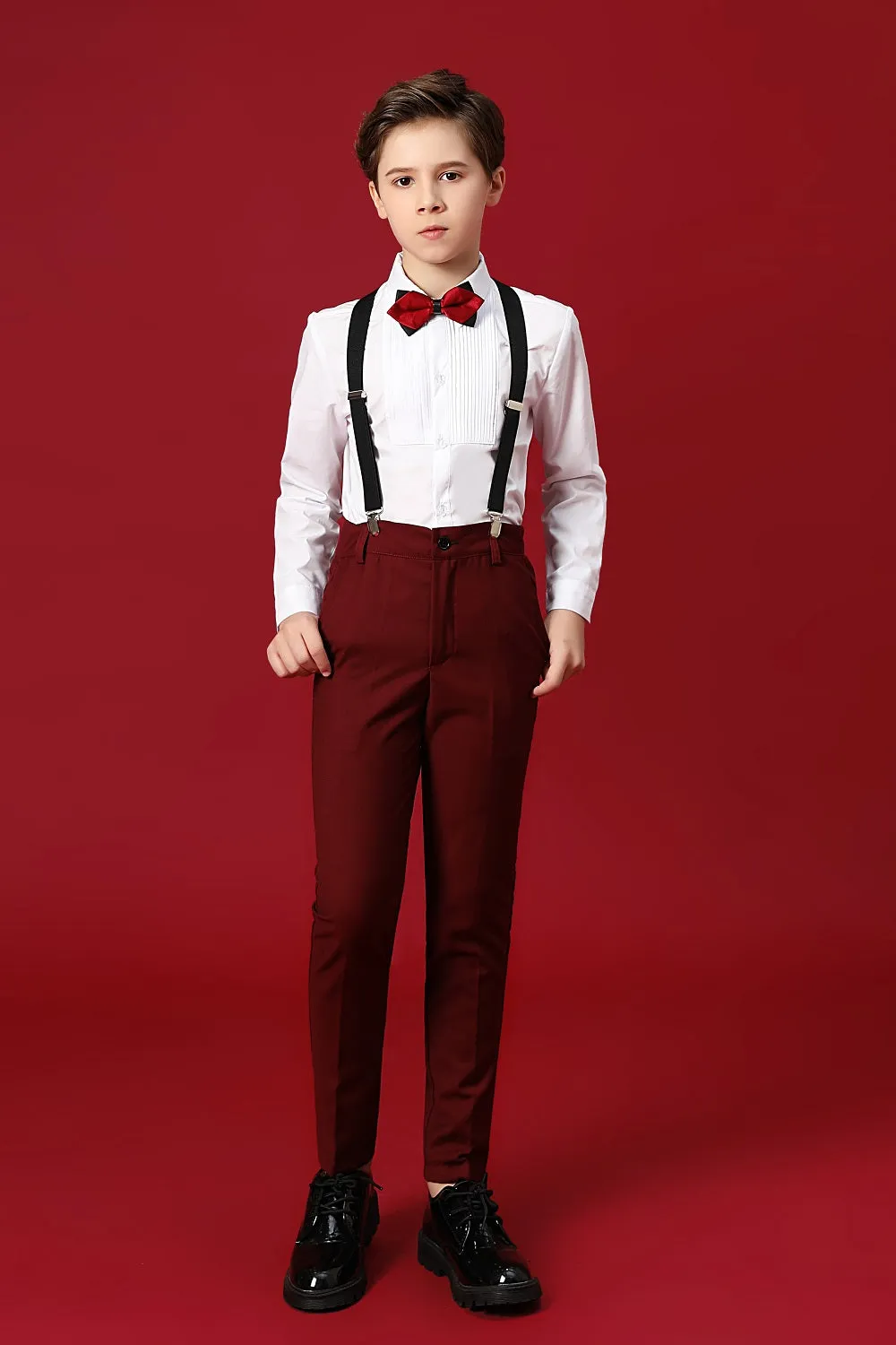 Burgundy Formal School 5 Piece Boys Suits