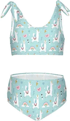 CaTaKu Girls Swimsuits Two Piece Swimwear Cute Bikini Set Tankini Hawaiian Beach Sport Bathing Suit for Girls Size 3-12T