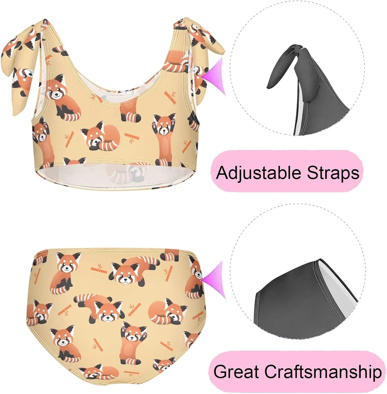 CaTaKu Girls Swimsuits Two Piece Swimwear Cute Bikini Set Tankini Hawaiian Beach Sport Bathing Suit for Girls Size 3-12T