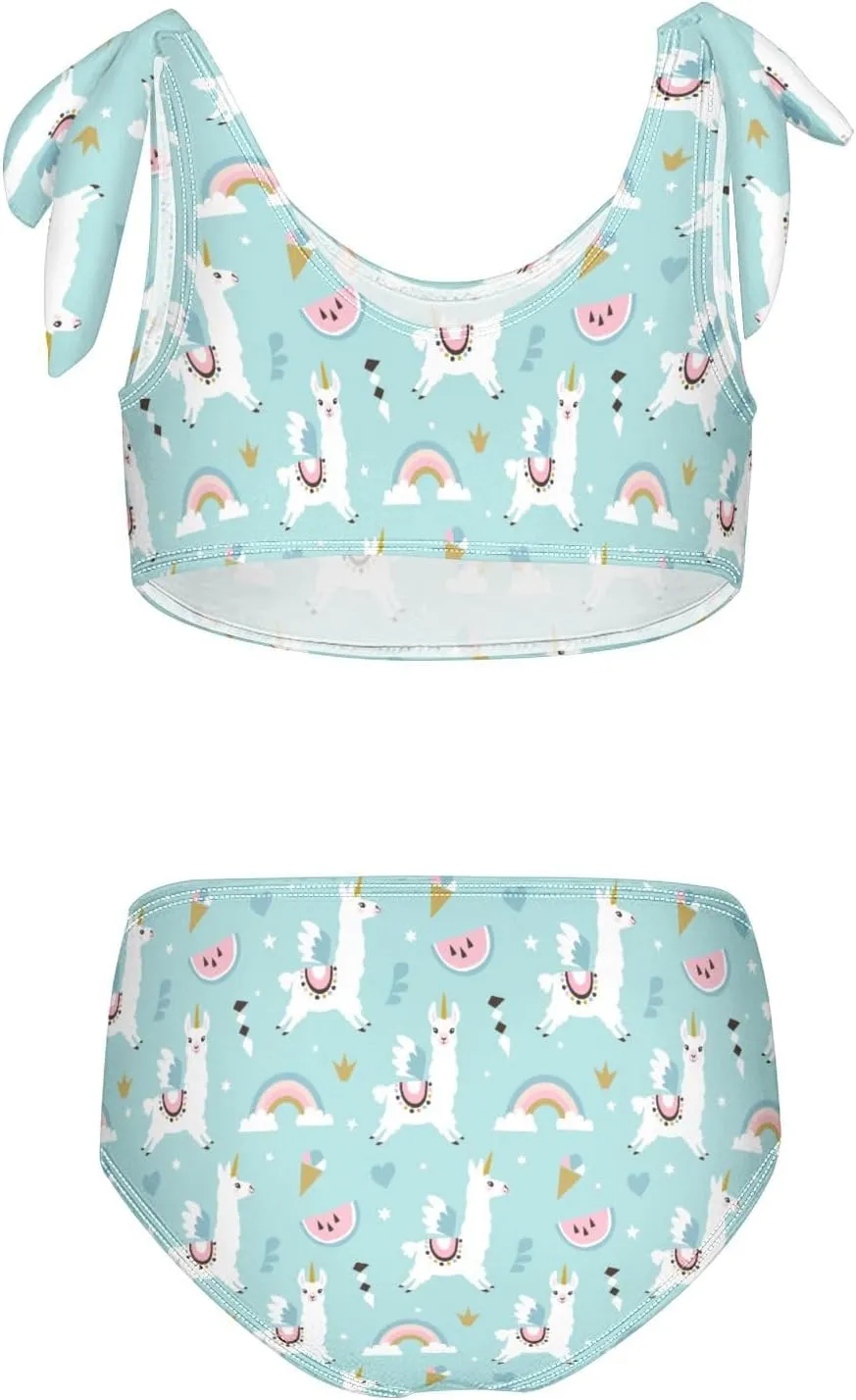 CaTaKu Girls Swimsuits Two Piece Swimwear Cute Bikini Set Tankini Hawaiian Beach Sport Bathing Suit for Girls Size 3-12T