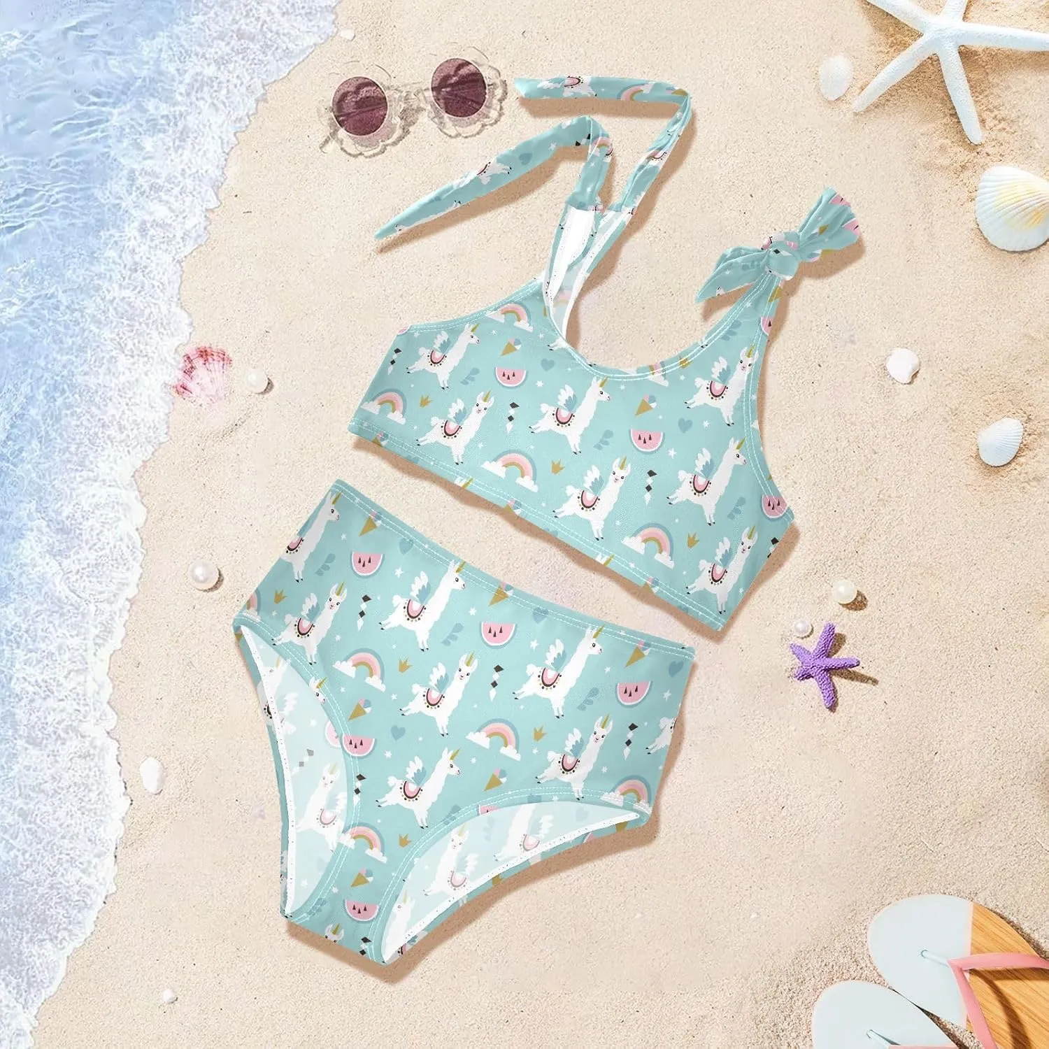 CaTaKu Girls Swimsuits Two Piece Swimwear Cute Bikini Set Tankini Hawaiian Beach Sport Bathing Suit for Girls Size 3-12T