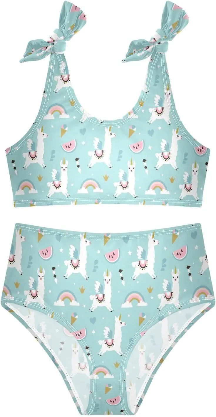 CaTaKu Girls Swimsuits Two Piece Swimwear Cute Bikini Set Tankini Hawaiian Beach Sport Bathing Suit for Girls Size 3-12T