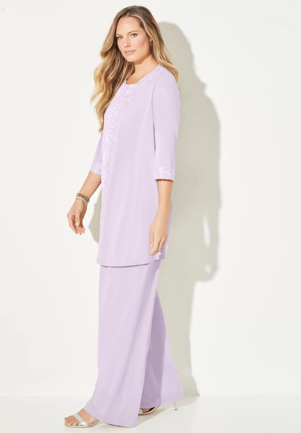 Catherines Women's Plus Size 3-Piece Lace Gala Pant Suit