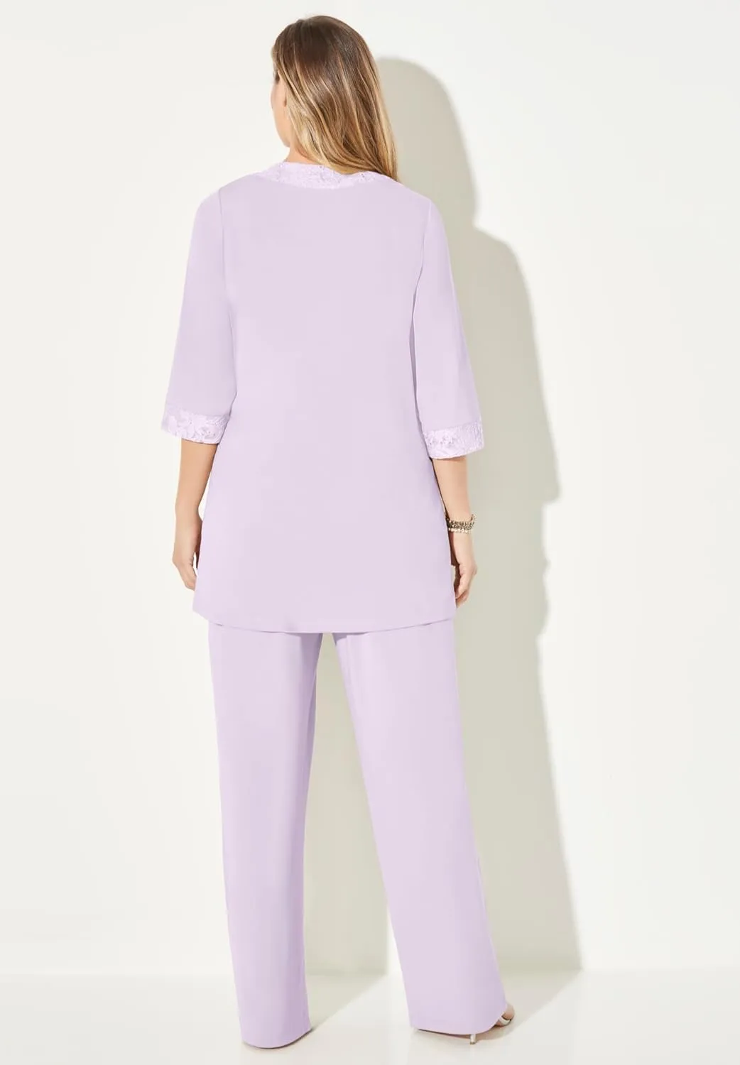 Catherines Women's Plus Size 3-Piece Lace Gala Pant Suit