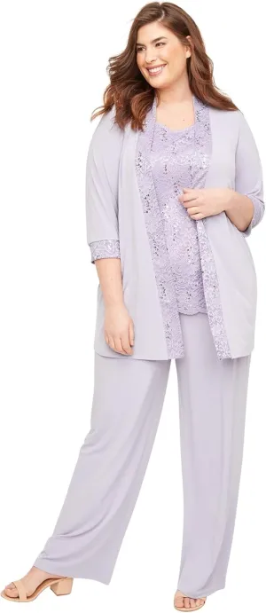 Catherines Women's Plus Size 3-Piece Lace Gala Pant Suit