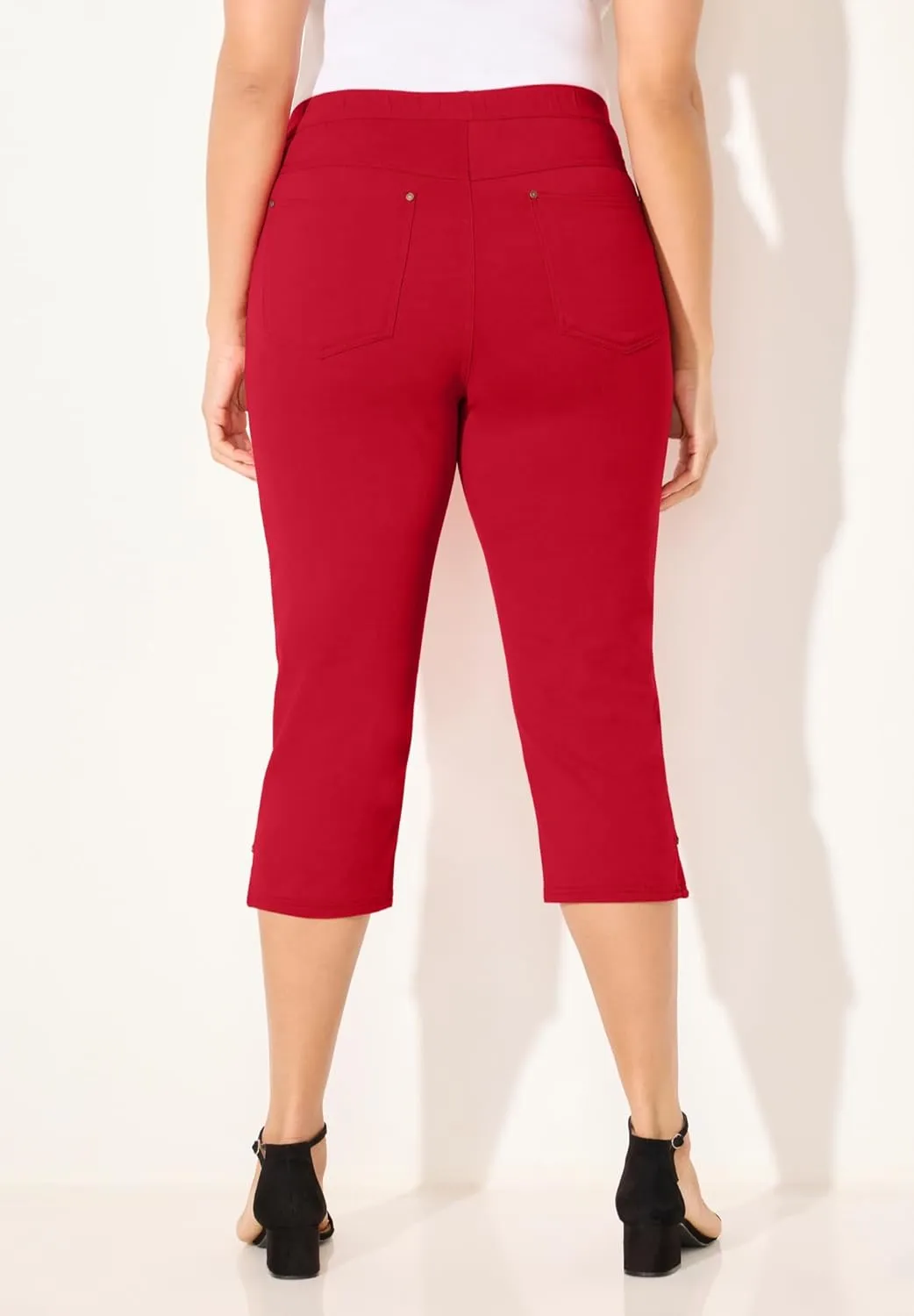 Catherines Women's Plus Size The Knit Jean Capri (with Pockets)