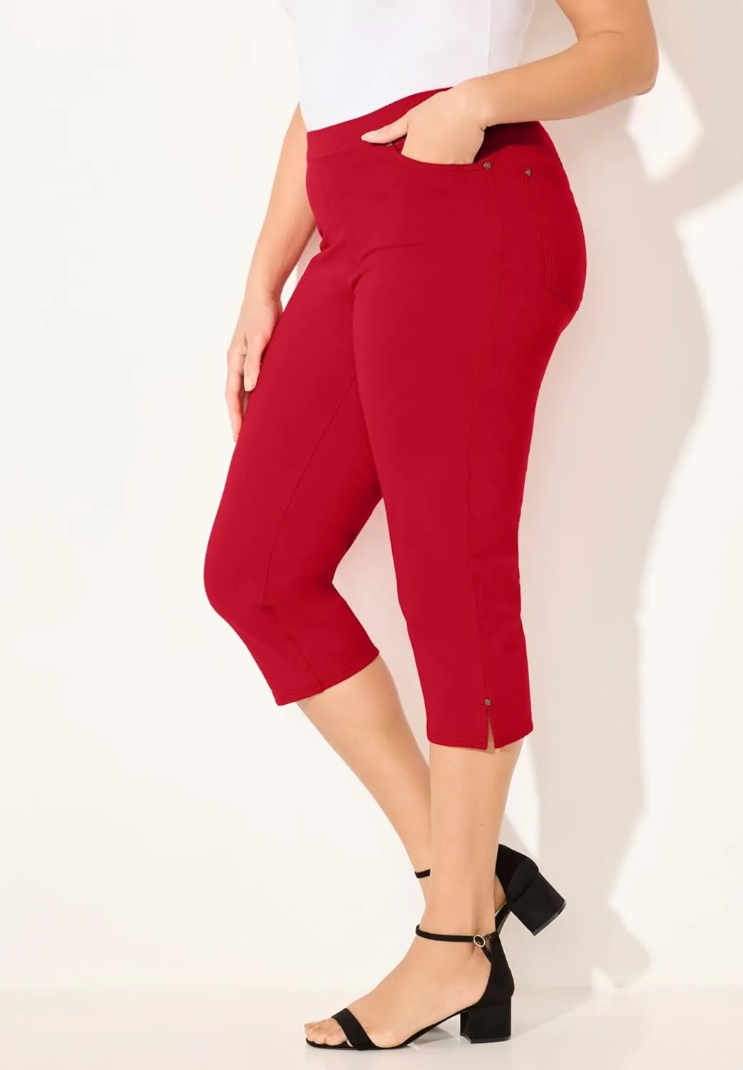 Catherines Women's Plus Size The Knit Jean Capri (with Pockets)