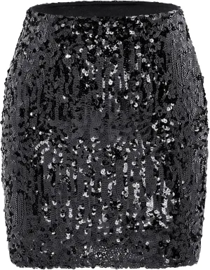 Century Star Sequin Skirt Sparkly Mini Skirts for Women High Waist Bodycon Glitter Club Night Out Party