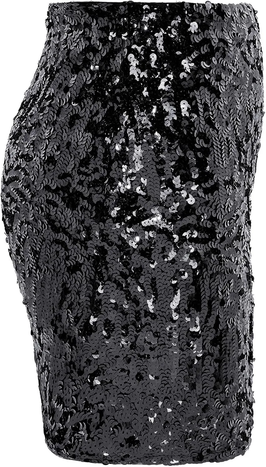 Century Star Sequin Skirt Sparkly Mini Skirts for Women High Waist Bodycon Glitter Club Night Out Party