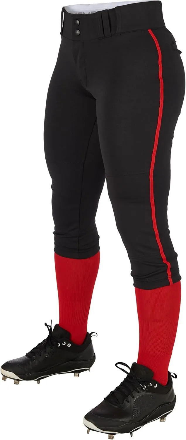 CHAMPRO Girls' Tournament Low-Rise Youth Softball Pants with Braid
