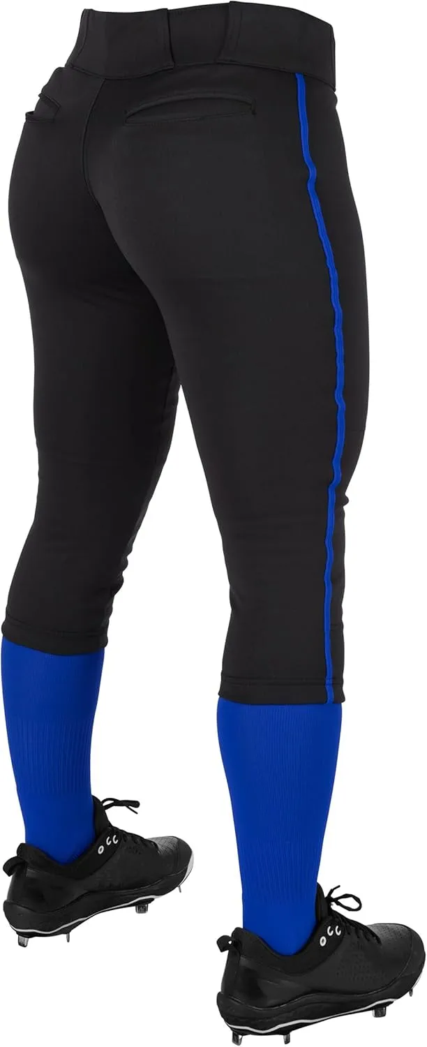 CHAMPRO Girls' Tournament Low-Rise Youth Softball Pants with Braid
