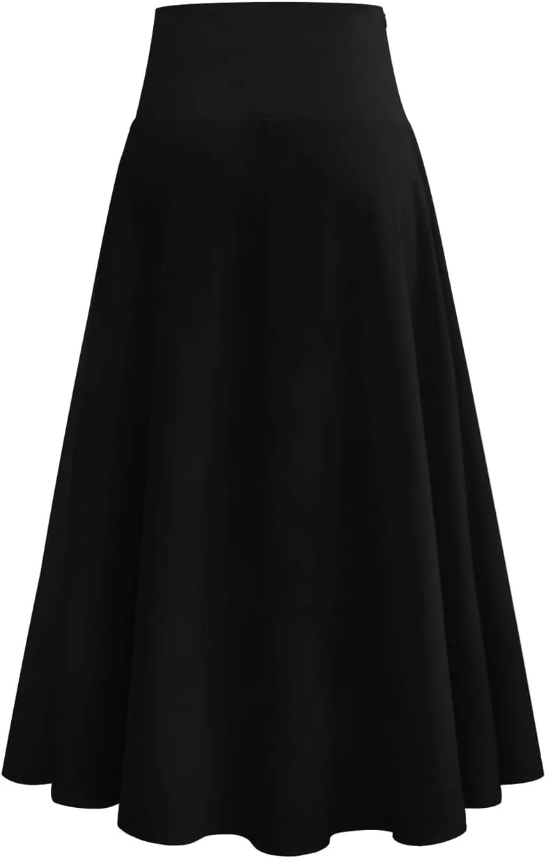 chouyatou Womens Asymmetrical High Low Ruffle Hem Split Maxi Skirts High Wait Flounce Skirt