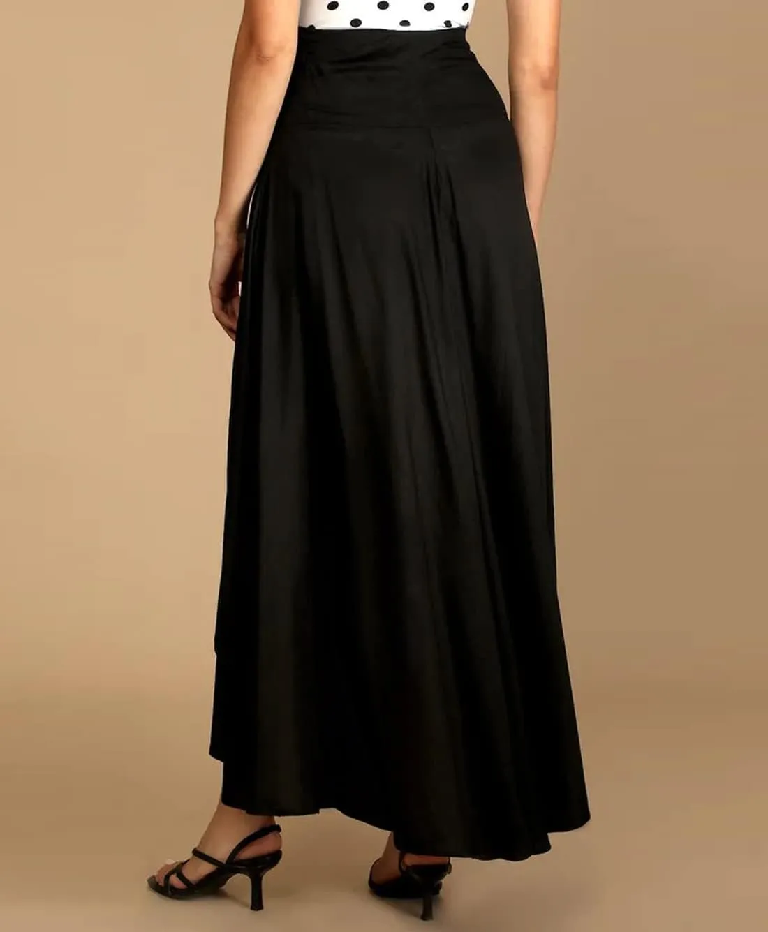 chouyatou Womens Asymmetrical High Low Ruffle Hem Split Maxi Skirts High Wait Flounce Skirt