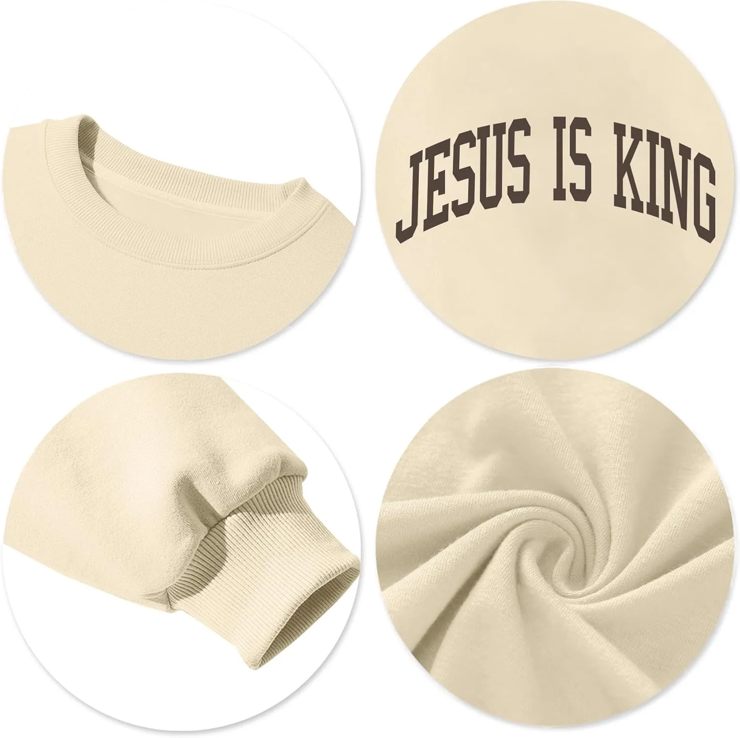 Christian Sweatshirts for Women - Jesus is King & Jesus Loves You Letter Sweatshirt & Sweater