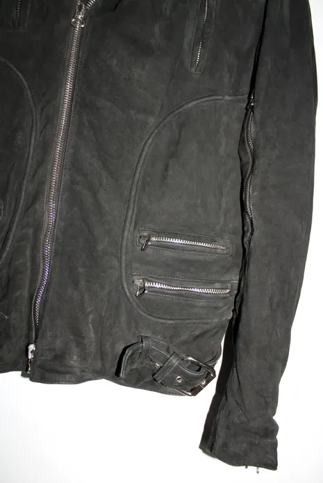 Christophe Decarnin Era Suede Leather Moto Biker Jacket