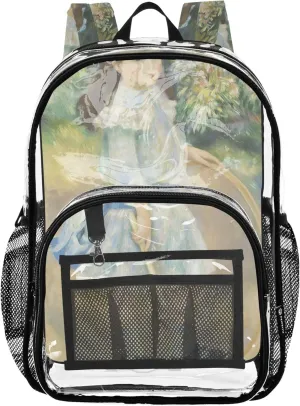 Clear Backpack for Women Kids Backpack Boys Girls Plastic School Clear Bookbag Auguste Renoir Prints Childhood