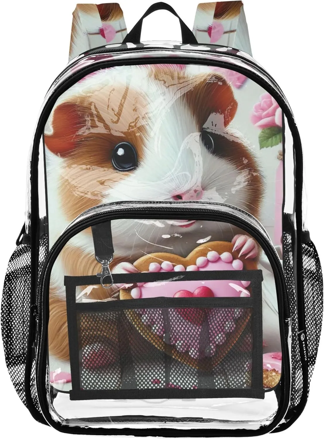 Clear Backpack Women Cute Boys Backpacks for Girls Plastic School Clear Bookbag Cute Guinea Pig Heart Cookie
