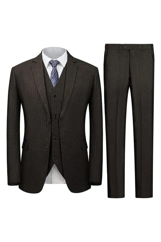 Coffee Three Pieces Formal Business Suits with Notched Lapel