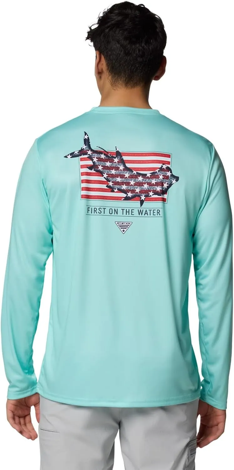 Columbia Men's Terminal Tackle PFG Fins and Stripes Long Sleeve