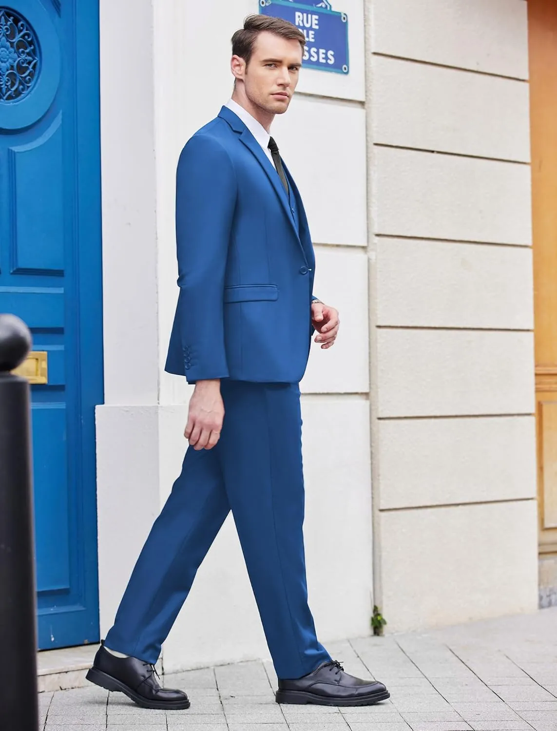 COOFANDY Men's 3 Piece Wedding Suit Set One Button Slim Fit Jacket Blazer Vest Pants Set Groom Prom Tuxedo Suits