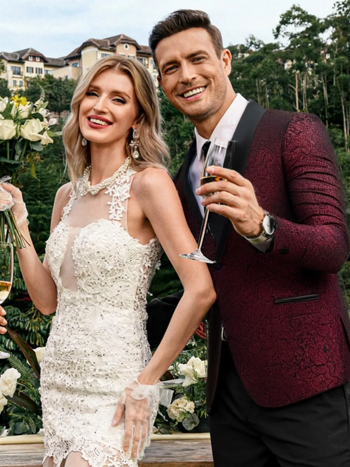 COOFANDY Men's Floral Tuxedo Jacket Jacquard Suit Jacket Slim Fit Blazer for Wedding, Prom, Dinner