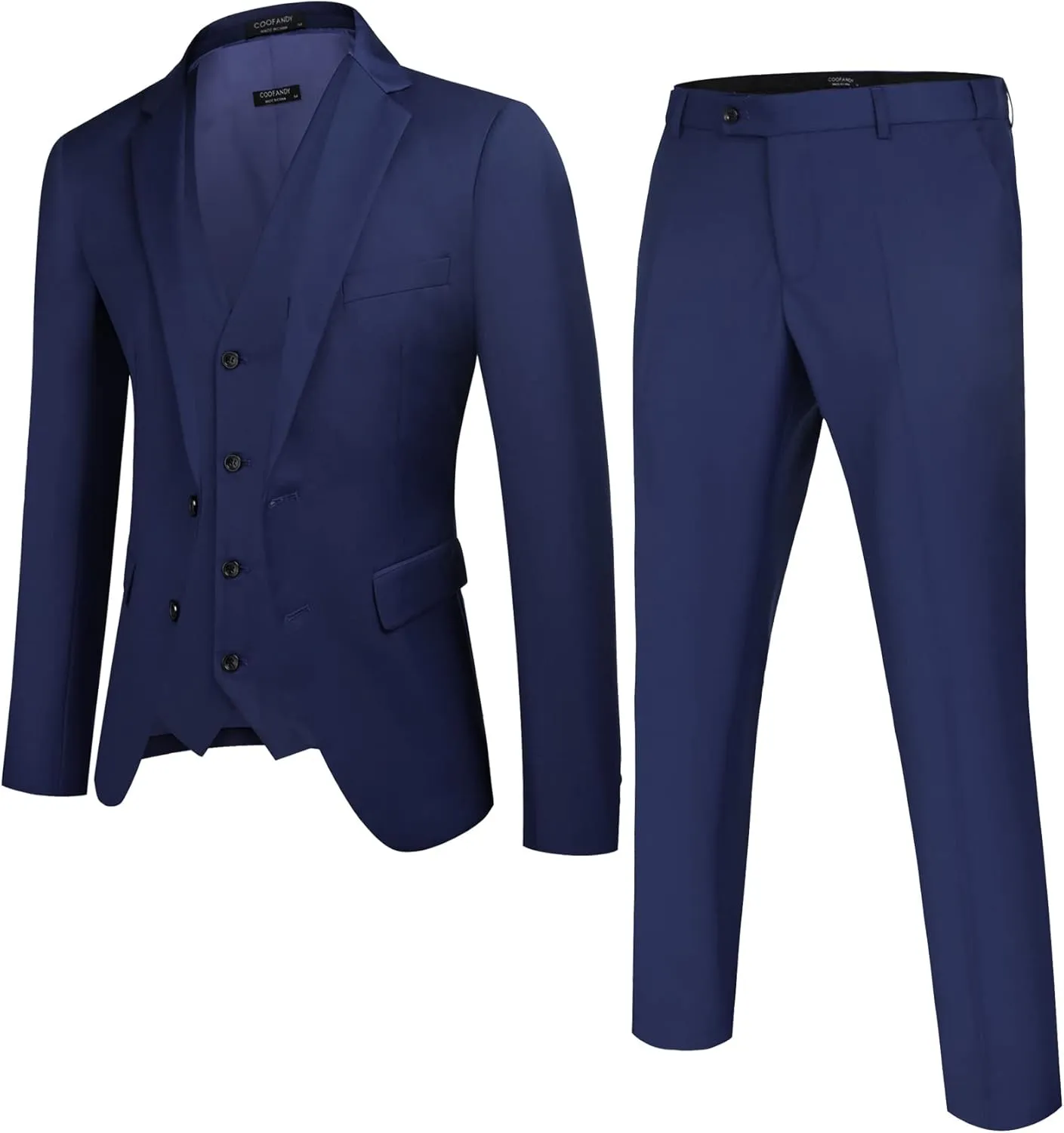 COOFANDY Men's Suits 3 Piece Slim Fit Set Two Button Suit Jacket Vest Pants for Business, Wedding, Party
