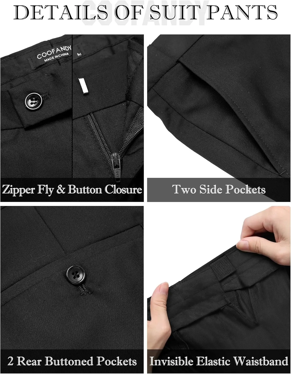 COOFANDY Men's Suits 3 Piece Slim Fit Set Two Button Suit Jacket Vest Pants for Business, Wedding, Party