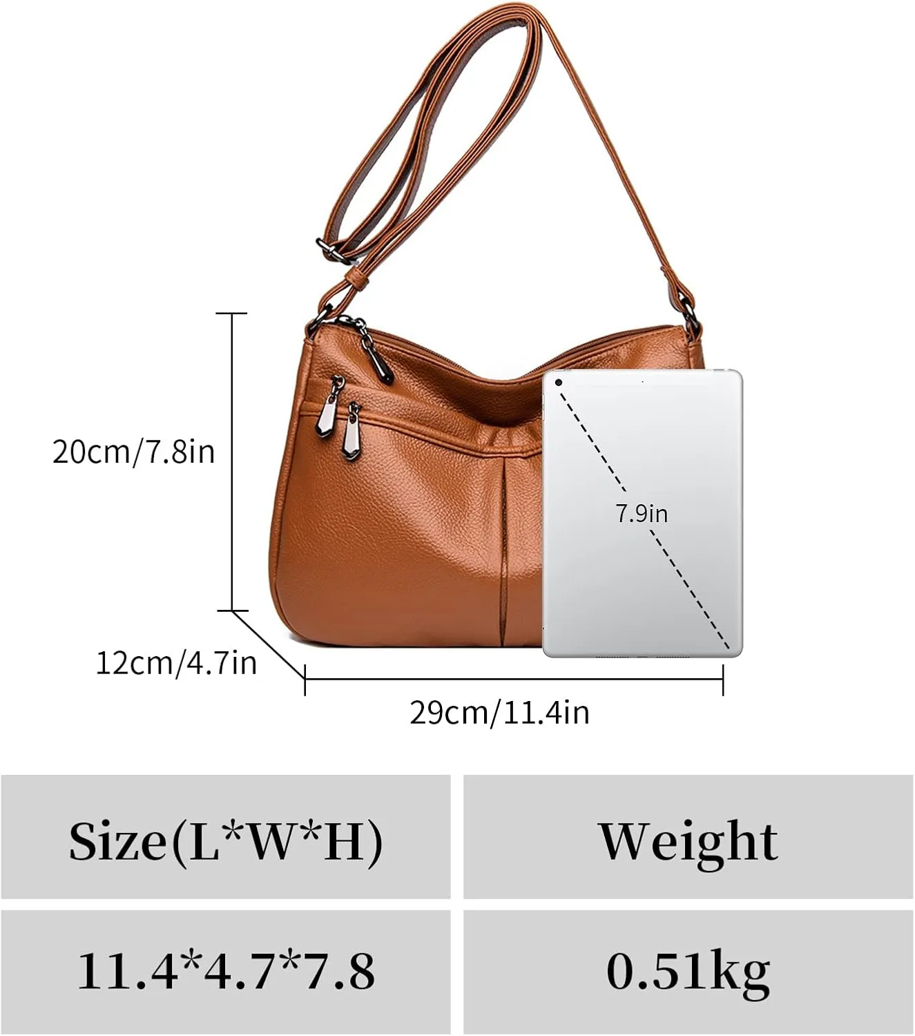 Crossbody Purse for Women Ladies Soft PU Leather Shoulder Bag Multi Pockets Purses and Handbags Satchel (Red)